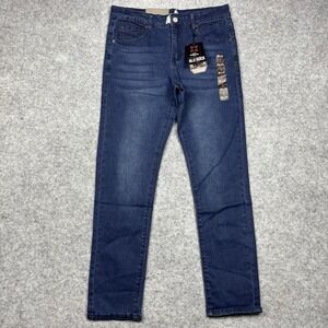 BLU ROCK Denim Jeans Mens 30x31 Blue Indigo Whiskered Dark Wash NWT NEW